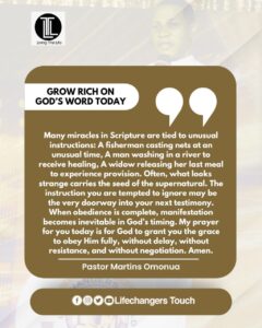 Read more about the article OBEDIENCE PAYS (II)